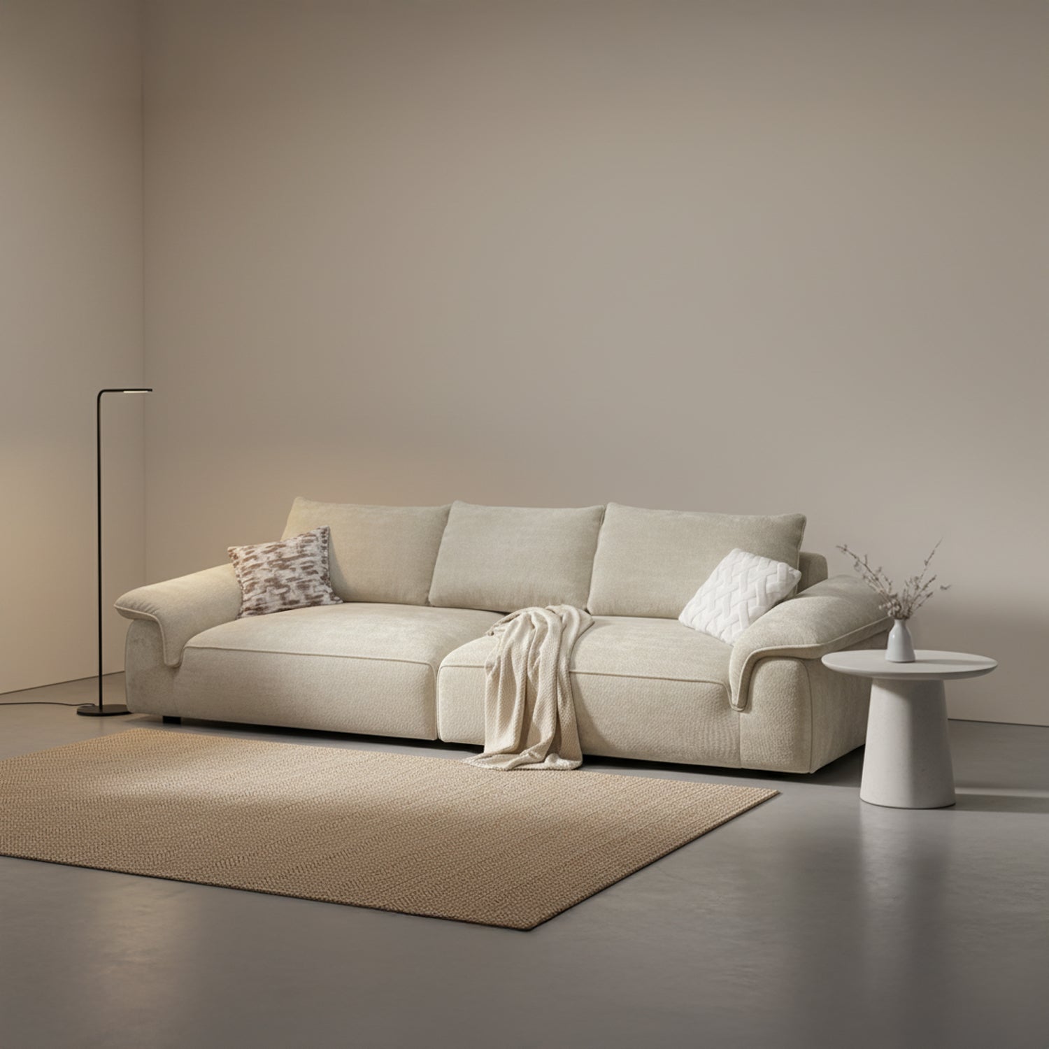 3M Chenille Linen Sofa - White