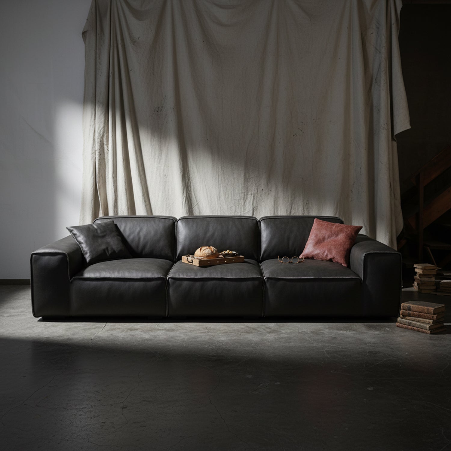 Nocturne Leather Sofa - Black