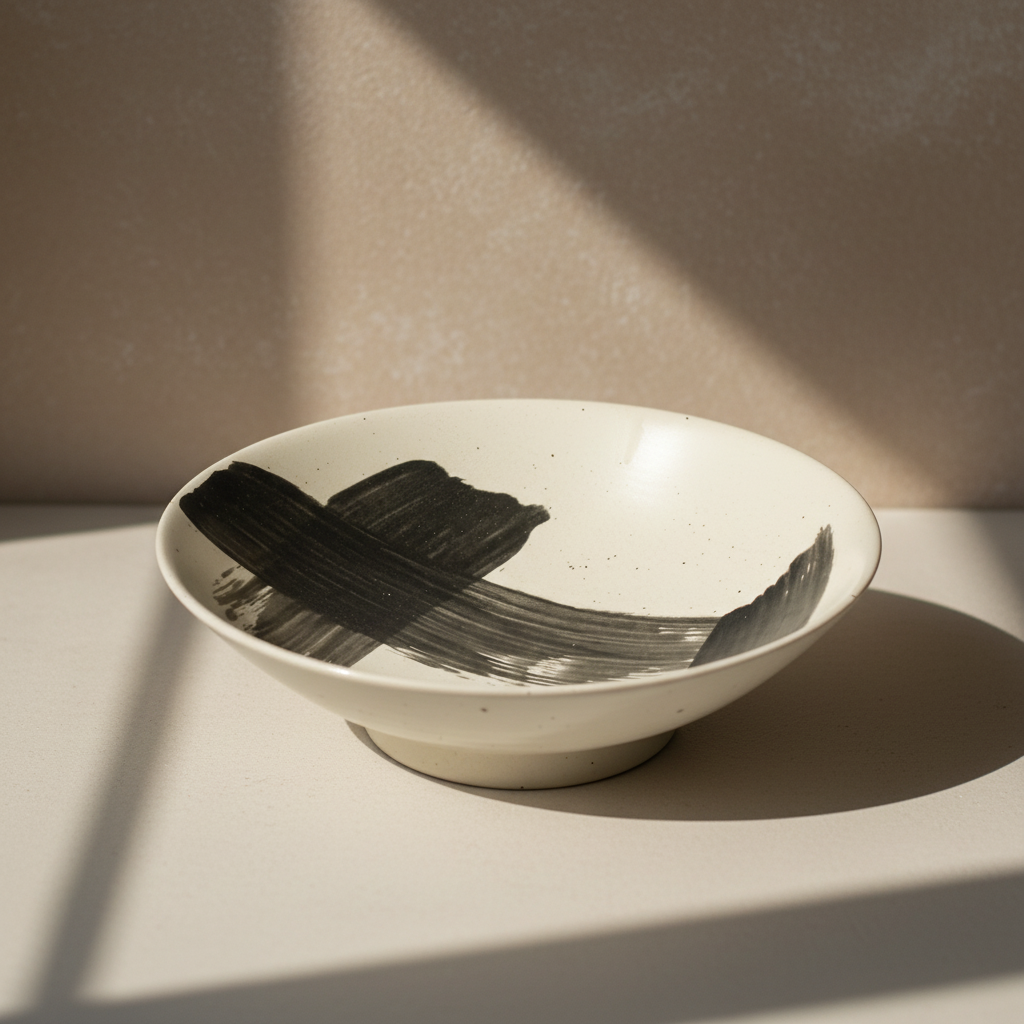 BRUSH STROKE white with black brush stoke  large bowl