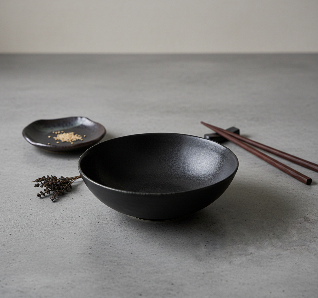 WABISABI Matte Black Ceramic Bowl – Deep Style
