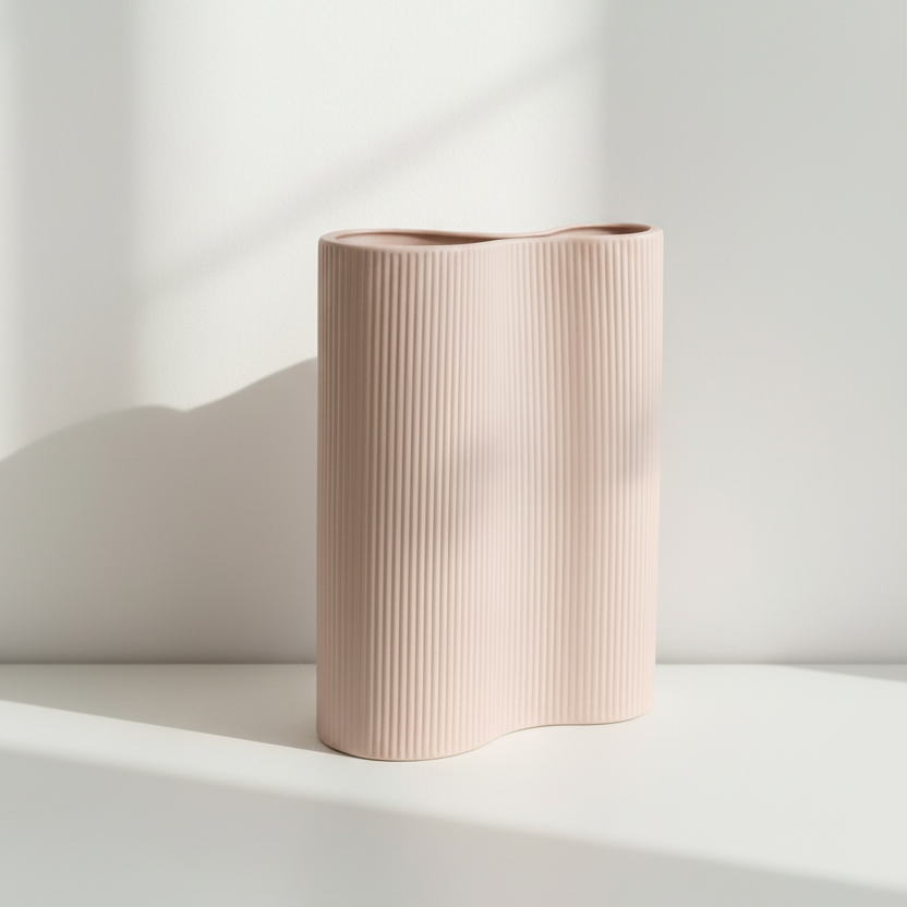 Ribbed Infinity Vase Nude - Medium