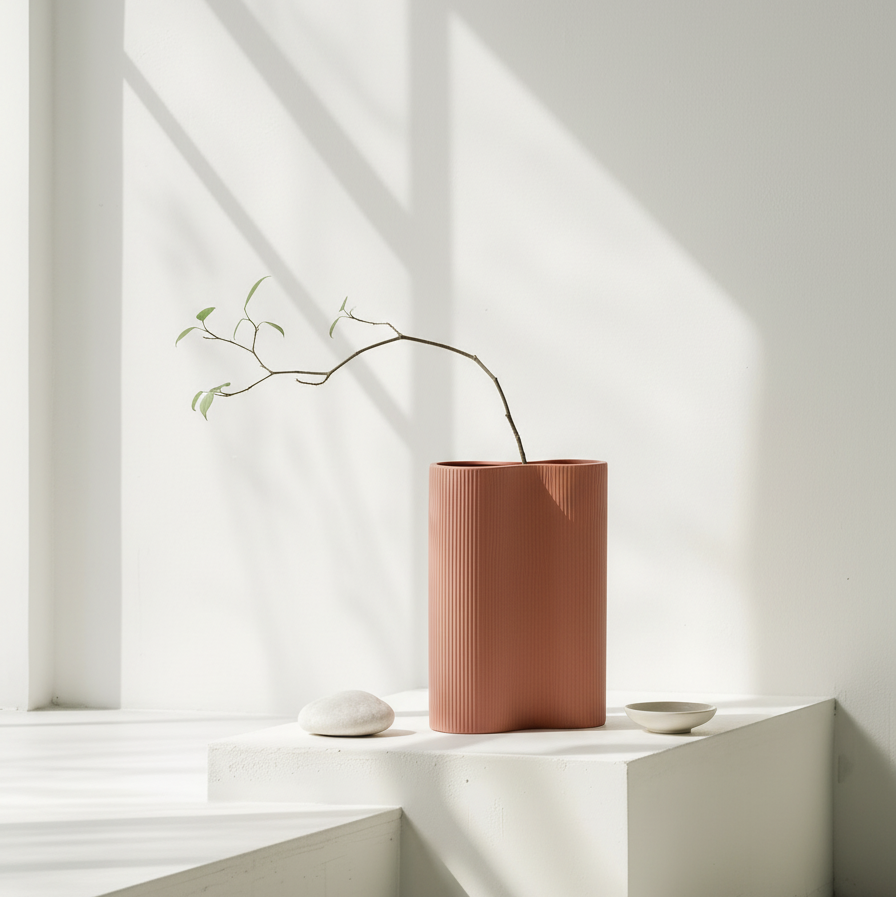 Ribbed Infinity Vase Ochre - Small