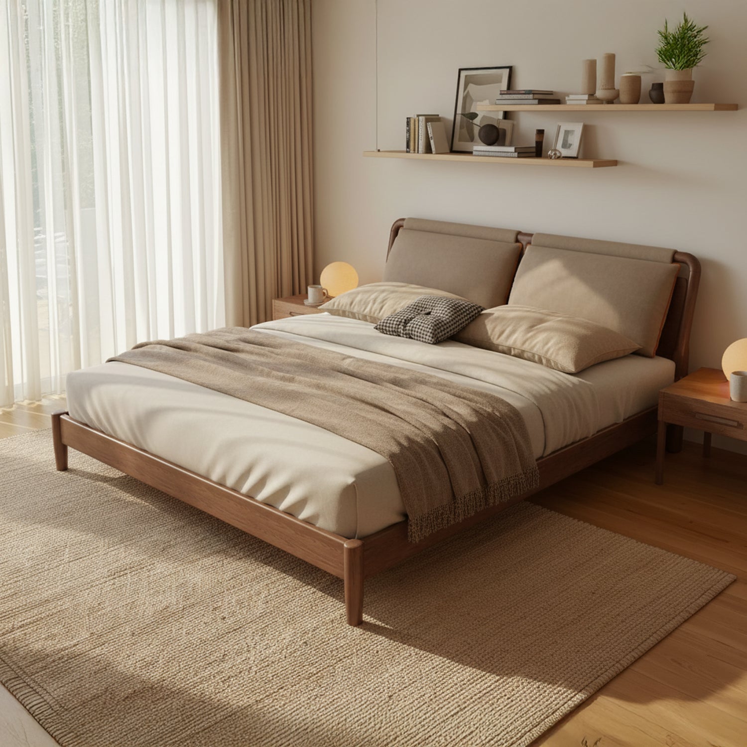 Tepu Walnut Bed - Cream
